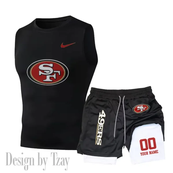 San Francisco 49ers Tank Tops Vest Sleeveless and Outdoor Casual Training Sports Shorts 2-in-1 Double-Layer Shorts For Men SPTMODS061 - Image 6
