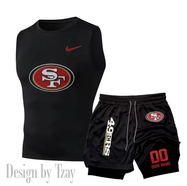 San Francisco 49ers Tank Tops Vest Sleeveless and Outdoor Casual Training Sports Shorts 2-in-1 Double-Layer Shorts For Men SPTMODS061 - Image 7