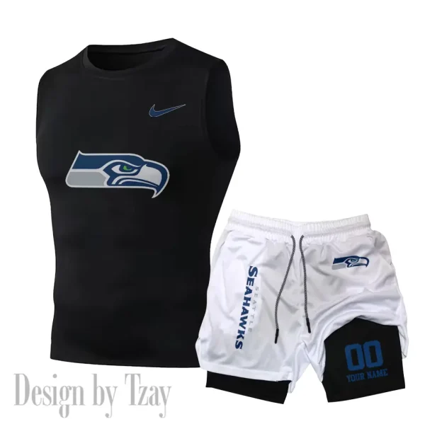 Seattle Seahawks Tank Tops Vest Sleeveless and Outdoor Casual Training Sports Shorts 2-in-1 Double-Layer Shorts For Men SPTMODS062 - Image 5