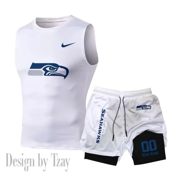 Seattle Seahawks Tank Tops Vest Sleeveless and Outdoor Casual Training Sports Shorts 2-in-1 Double-Layer Shorts For Men SPTMODS062 - Image 6