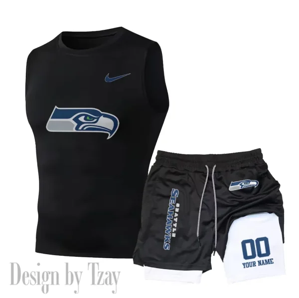 Seattle Seahawks Tank Tops Vest Sleeveless and Outdoor Casual Training Sports Shorts 2-in-1 Double-Layer Shorts For Men SPTMODS062 - Image 7
