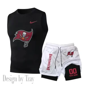 Tampa Bay Buccaneers Tank Tops Vest Sleeveless and Outdoor Casual Training Sports Shorts 2-in-1 Double-Layer Shorts For Men SPTMODS063
