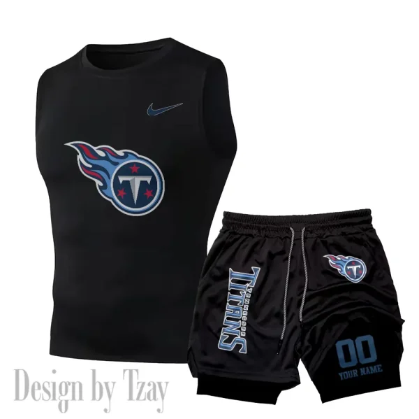Tennessee Titans Tank Tops Vest Sleeveless and Outdoor Casual Training Sports Shorts 2-in-1 Double-Layer Shorts For Men SPTMODS064 - Image 3