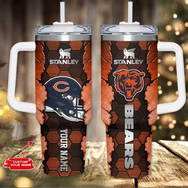 Chicago Bears Simple Modem 40oz Tumbler With Handle And Straw Lid AZC40OZT738