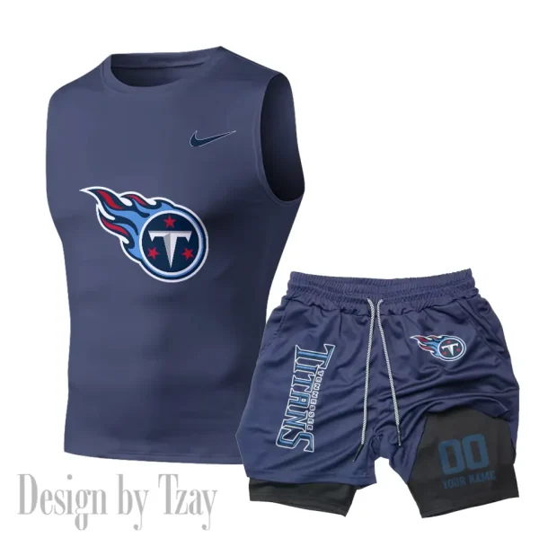 Tennessee Titans Tank Tops Vest Sleeveless and Outdoor Casual Training Sports Shorts 2-in-1 Double-Layer Shorts For Men SPTMODS064 - Image 7