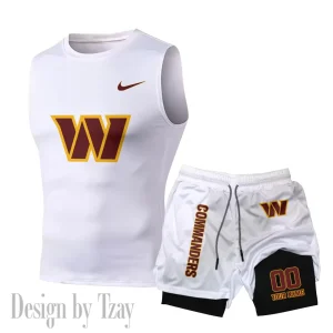 Washington Commanders Tank Tops Vest Sleeveless and Outdoor Casual Training Sports Shorts 2-in-1 Double-Layer Shorts For Men SPTMODS065