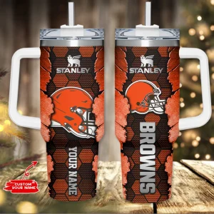 Cleveland Browns Simple Modem 40oz Tumbler With Handle And Straw Lid AZC40OZT740
