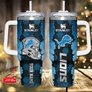 Detroit Lions Simple Modem 40oz Tumbler With Handle And Straw Lid AZC40OZT743