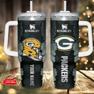 Green Bay Packers Simple Modem 40oz Tumbler With Handle And Straw Lid AZC40OZT744