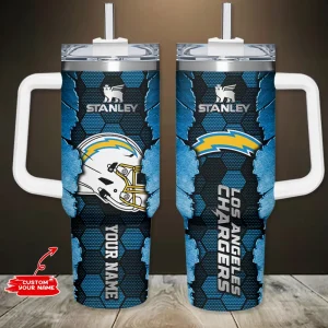 Los Angeles Chargers Simple Modem 40oz Tumbler With Handle And Straw Lid AZC40OZT750