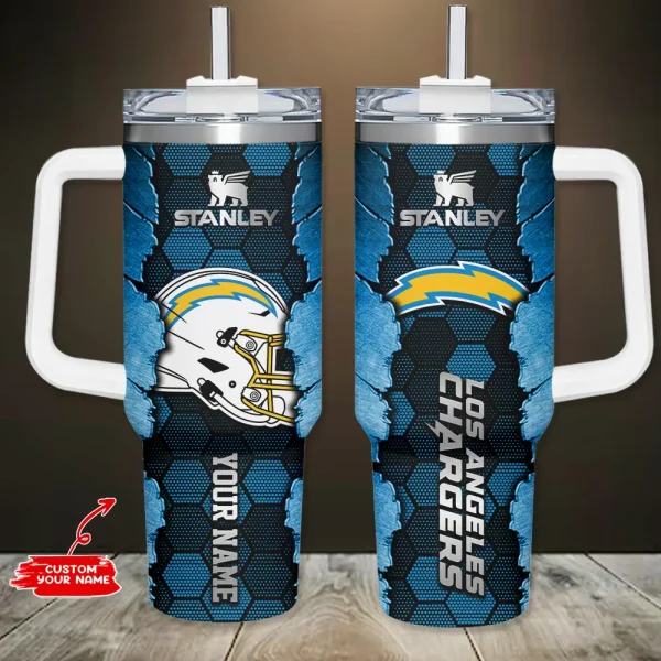 Los Angeles Chargers Simple Modem 40oz Tumbler With Handle And Straw Lid AZC40OZT750