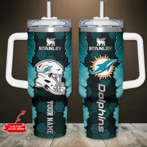 Miami Dolphins Simple Modem 40oz Tumbler With Handle And Straw Lid AZC40OZT752