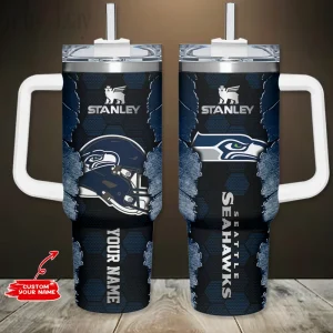 Seattle Seahawks Simple Modem 40oz Tumbler With Handle And Straw Lid AZC40OZT761