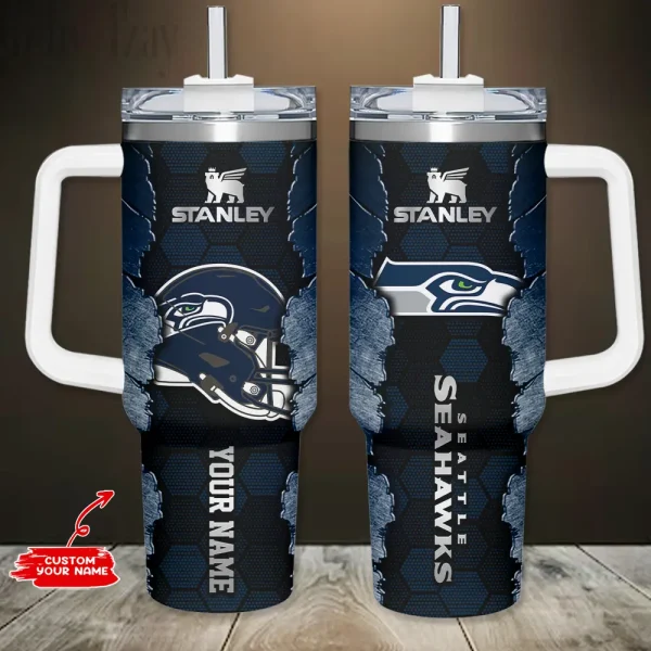 Seattle Seahawks Simple Modem 40oz Tumbler With Handle And Straw Lid AZC40OZT761