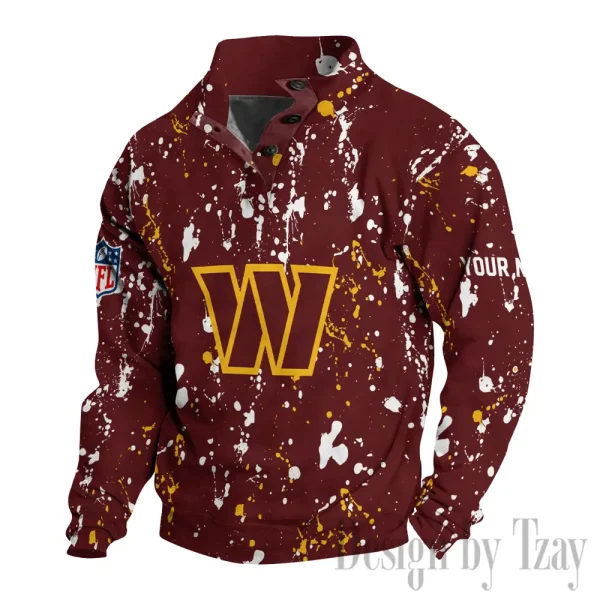 Washington Commanders Buttoned Collar Sweatshirt New Design 2025 S9DBSCH2039