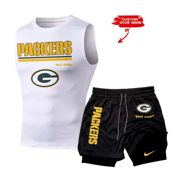 Green Bay Packers Tank Tops Vest Sleeveless and Outdoor Casual Training Sports Shorts 2-in-1 Double-Layer Shorts For Men SPTMODS012 - Image 2