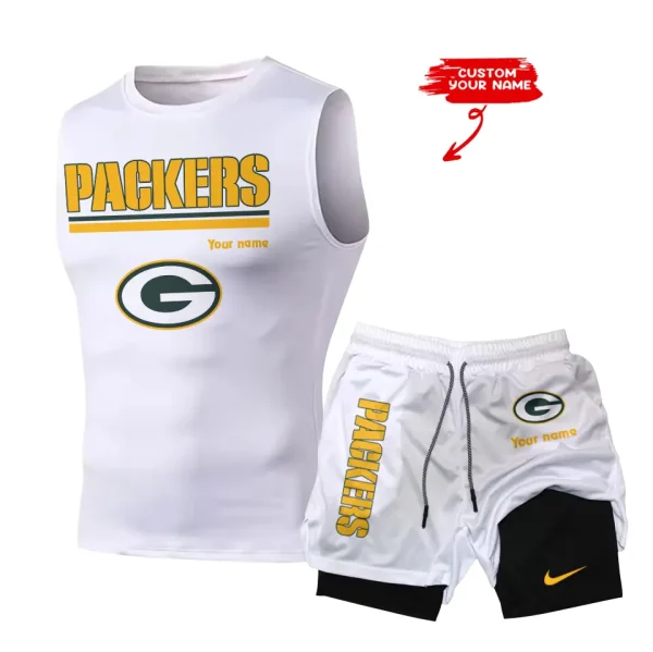 Green Bay Packers Tank Tops Vest Sleeveless and Outdoor Casual Training Sports Shorts 2-in-1 Double-Layer Shorts For Men SPTMODS012 - Image 5