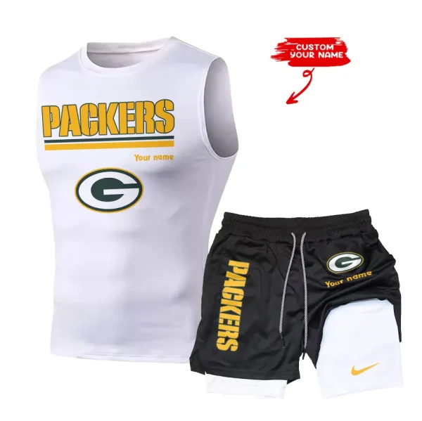 Green Bay Packers Tank Tops Vest Sleeveless and Outdoor Casual Training Sports Shorts 2-in-1 Double-Layer Shorts For Men SPTMODS012 - Image 7