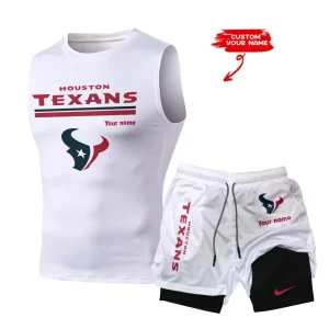 Houston Texans Tank Tops Vest Sleeveless and Outdoor Casual Training Sports Shorts 2-in-1 Double-Layer Shorts For Men SPTMODS013