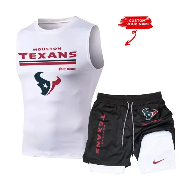 Houston Texans Tank Tops Vest Sleeveless and Outdoor Casual Training Sports Shorts 2-in-1 Double-Layer Shorts For Men SPTMODS013 - Image 2