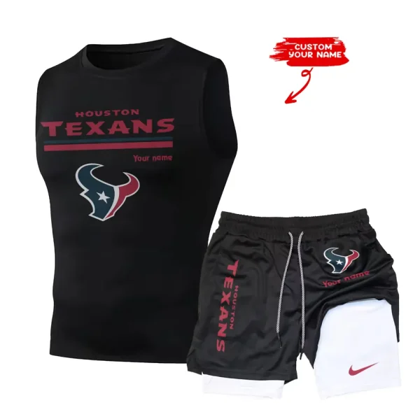 Houston Texans Tank Tops Vest Sleeveless and Outdoor Casual Training Sports Shorts 2-in-1 Double-Layer Shorts For Men SPTMODS013 - Image 3
