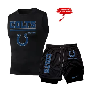 Indianapolis Colts Tank Tops Vest Sleeveless and Outdoor Casual Training Sports Shorts 2-in-1 Double-Layer Shorts For Men SPTMODS014