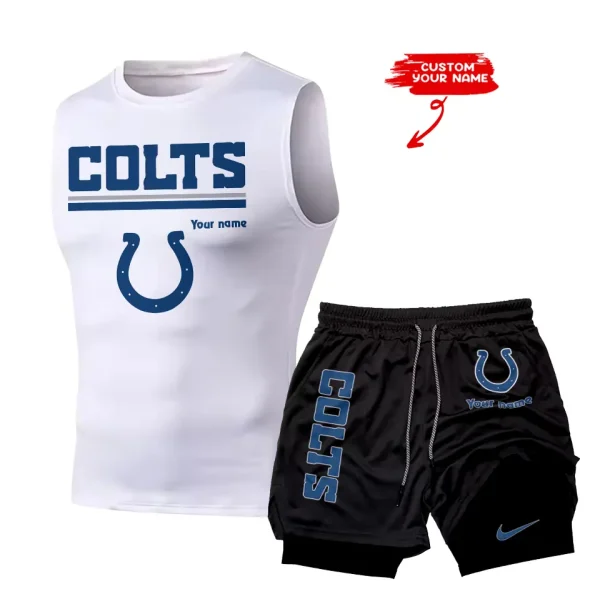 Indianapolis Colts Tank Tops Vest Sleeveless and Outdoor Casual Training Sports Shorts 2-in-1 Double-Layer Shorts For Men SPTMODS014 - Image 2