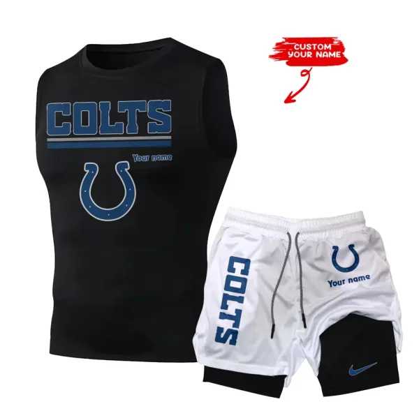 Indianapolis Colts Tank Tops Vest Sleeveless and Outdoor Casual Training Sports Shorts 2-in-1 Double-Layer Shorts For Men SPTMODS014 - Image 4