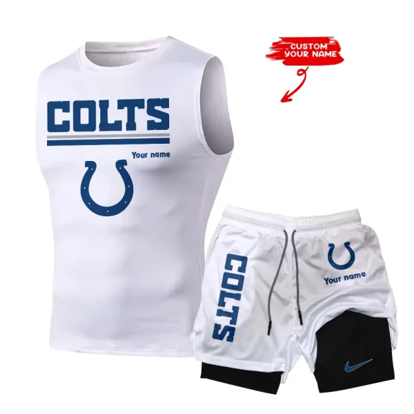 Indianapolis Colts Tank Tops Vest Sleeveless and Outdoor Casual Training Sports Shorts 2-in-1 Double-Layer Shorts For Men SPTMODS014 - Image 5