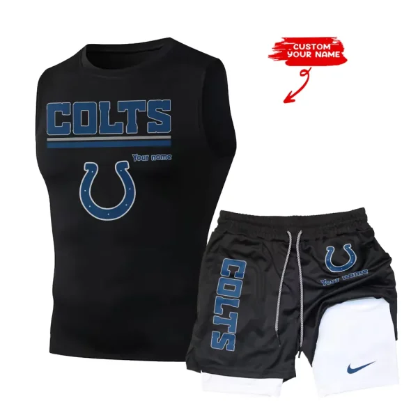 Indianapolis Colts Tank Tops Vest Sleeveless and Outdoor Casual Training Sports Shorts 2-in-1 Double-Layer Shorts For Men SPTMODS014 - Image 6