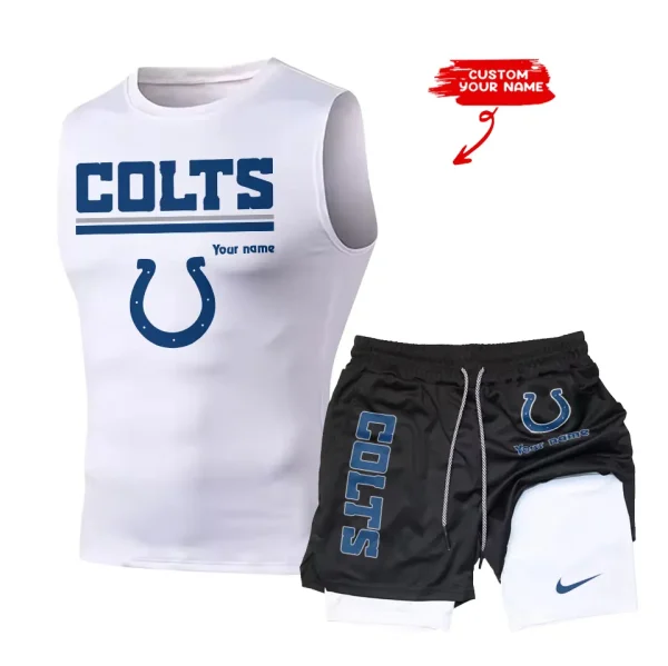 Indianapolis Colts Tank Tops Vest Sleeveless and Outdoor Casual Training Sports Shorts 2-in-1 Double-Layer Shorts For Men SPTMODS014 - Image 7