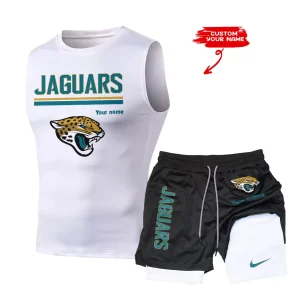 Jacksonville Jaguars Tank Tops Vest Sleeveless and Outdoor Casual Training Sports Shorts 2-in-1 Double-Layer Shorts For Men SPTMODS015