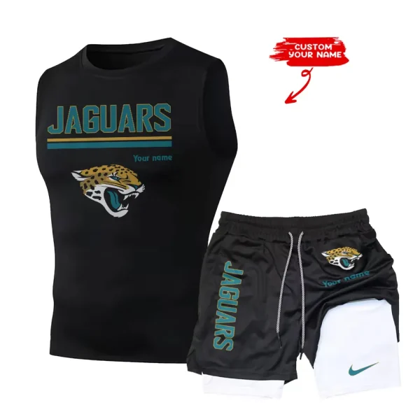 Jacksonville Jaguars Tank Tops Vest Sleeveless and Outdoor Casual Training Sports Shorts 2-in-1 Double-Layer Shorts For Men SPTMODS015 - Image 2