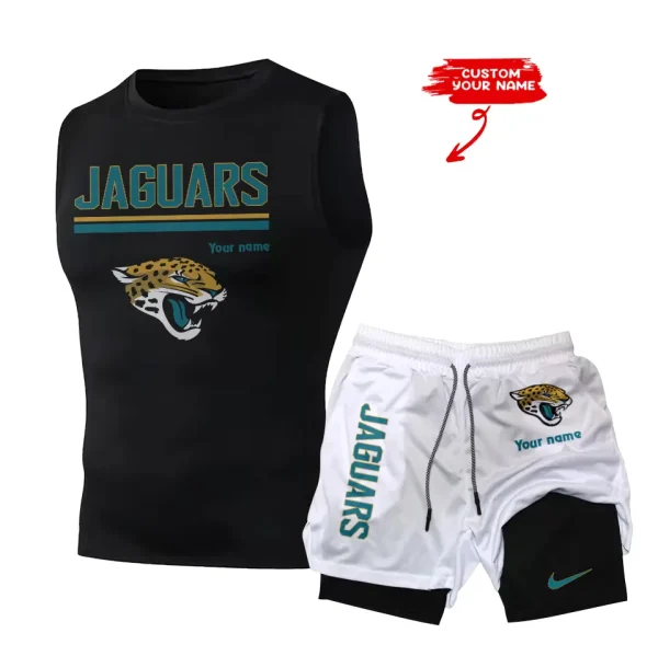 Jacksonville Jaguars Tank Tops Vest Sleeveless and Outdoor Casual Training Sports Shorts 2-in-1 Double-Layer Shorts For Men SPTMODS015 - Image 4