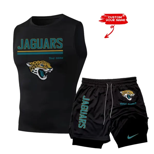 Jacksonville Jaguars Tank Tops Vest Sleeveless and Outdoor Casual Training Sports Shorts 2-in-1 Double-Layer Shorts For Men SPTMODS015 - Image 7