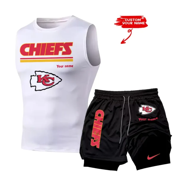 Kansas City Chiefs Tank Tops Vest Sleeveless and Outdoor Casual Training Sports Shorts 2-in-1 Double-Layer Shorts For Men SPTMODS016 - Image 2