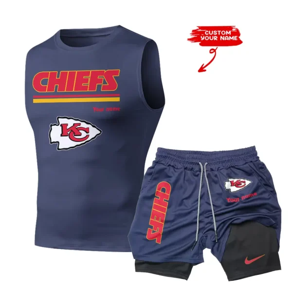 Kansas City Chiefs Tank Tops Vest Sleeveless and Outdoor Casual Training Sports Shorts 2-in-1 Double-Layer Shorts For Men SPTMODS016 - Image 3