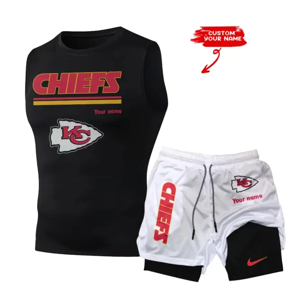 Kansas City Chiefs Tank Tops Vest Sleeveless and Outdoor Casual Training Sports Shorts 2-in-1 Double-Layer Shorts For Men SPTMODS016 - Image 4