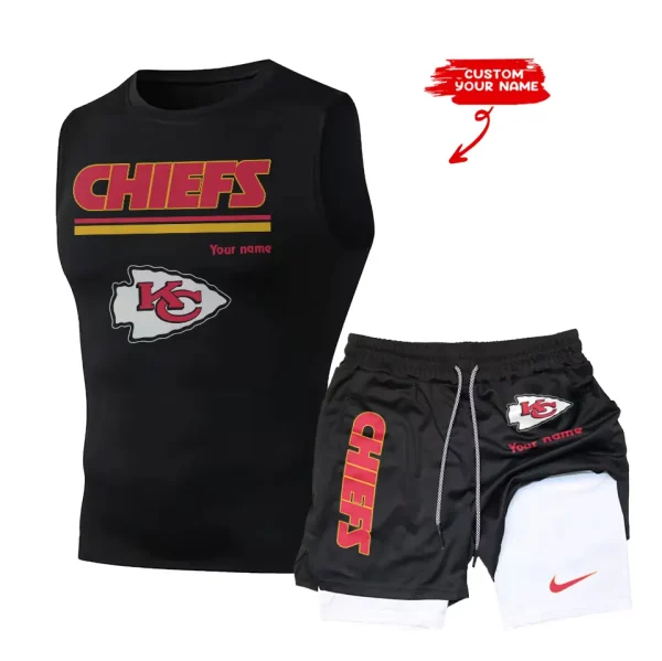 Kansas City Chiefs Tank Tops Vest Sleeveless and Outdoor Casual Training Sports Shorts 2-in-1 Double-Layer Shorts For Men SPTMODS016 - Image 5