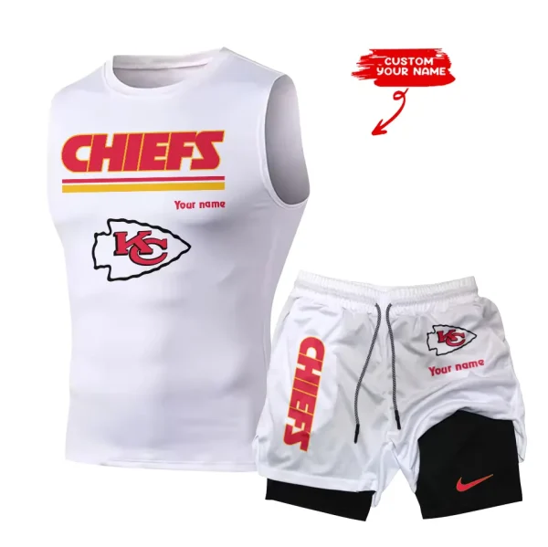Kansas City Chiefs Tank Tops Vest Sleeveless and Outdoor Casual Training Sports Shorts 2-in-1 Double-Layer Shorts For Men SPTMODS016 - Image 6