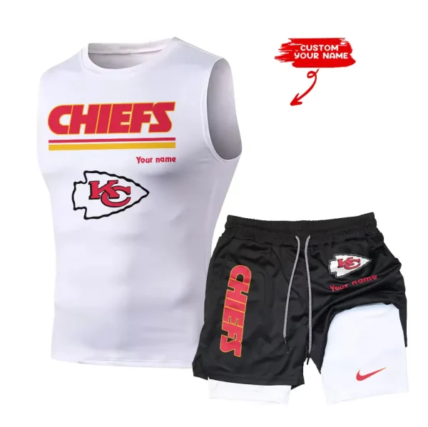 Kansas City Chiefs Tank Tops Vest Sleeveless and Outdoor Casual Training Sports Shorts 2-in-1 Double-Layer Shorts For Men SPTMODS016 - Image 7