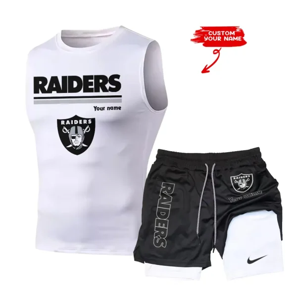 Las Vegas Raiders Tank Tops Vest Sleeveless and Outdoor Casual Training Sports Shorts 2-in-1 Double-Layer Shorts For Men SPTMODS017 - Image 2