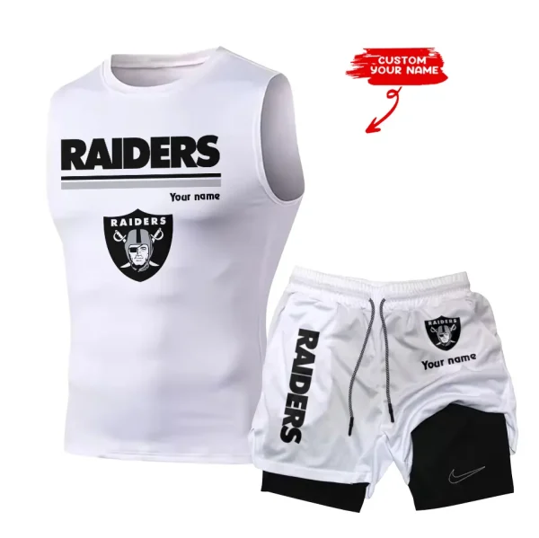 Las Vegas Raiders Tank Tops Vest Sleeveless and Outdoor Casual Training Sports Shorts 2-in-1 Double-Layer Shorts For Men SPTMODS017 - Image 4