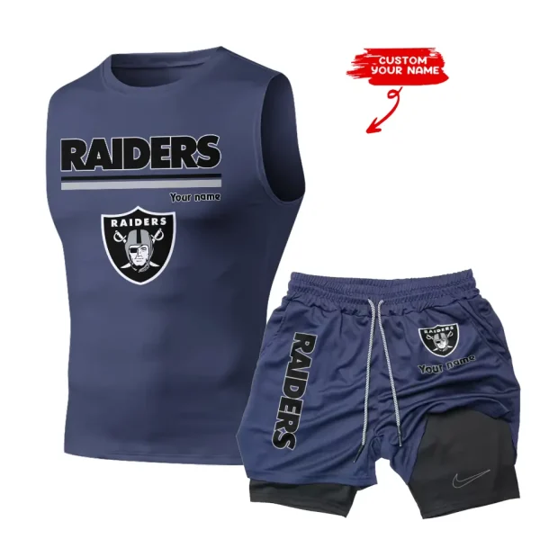 Las Vegas Raiders Tank Tops Vest Sleeveless and Outdoor Casual Training Sports Shorts 2-in-1 Double-Layer Shorts For Men SPTMODS017 - Image 5
