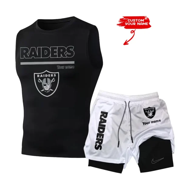 Las Vegas Raiders Tank Tops Vest Sleeveless and Outdoor Casual Training Sports Shorts 2-in-1 Double-Layer Shorts For Men SPTMODS017 - Image 6
