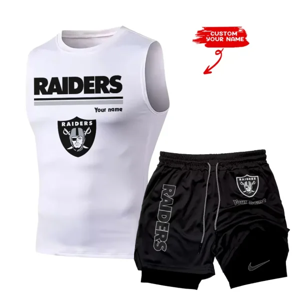 Las Vegas Raiders Tank Tops Vest Sleeveless and Outdoor Casual Training Sports Shorts 2-in-1 Double-Layer Shorts For Men SPTMODS017 - Image 7