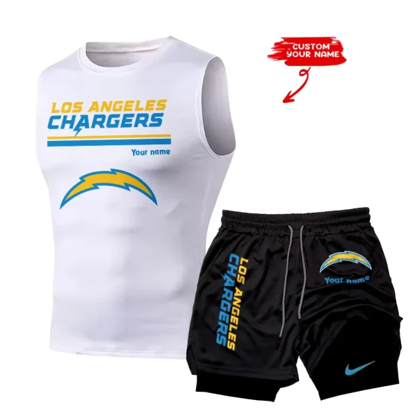 Los Angeles Chargers Tank Tops Vest Sleeveless and Outdoor Casual Training Sports Shorts 2-in-1 Double-Layer Shorts For Men SPTMODS018 - Image 2