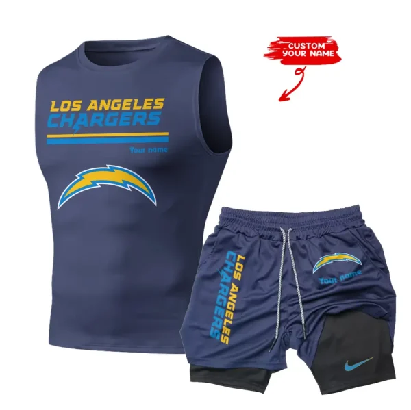 Los Angeles Chargers Tank Tops Vest Sleeveless and Outdoor Casual Training Sports Shorts 2-in-1 Double-Layer Shorts For Men SPTMODS018 - Image 3