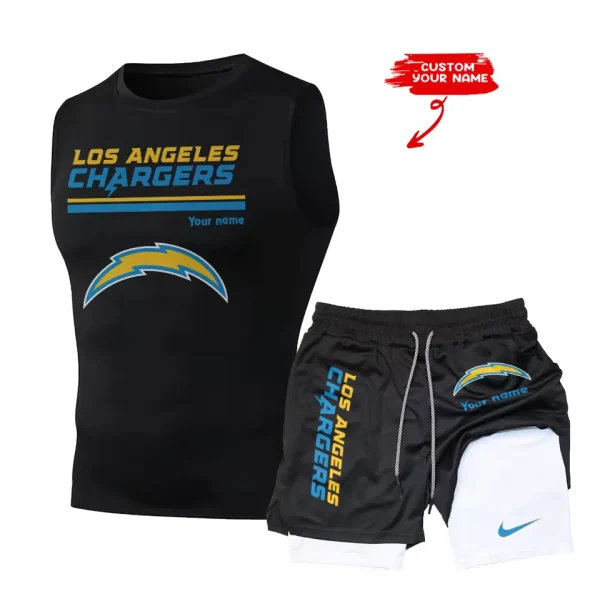 Los Angeles Chargers Tank Tops Vest Sleeveless and Outdoor Casual Training Sports Shorts 2-in-1 Double-Layer Shorts For Men SPTMODS018 - Image 5