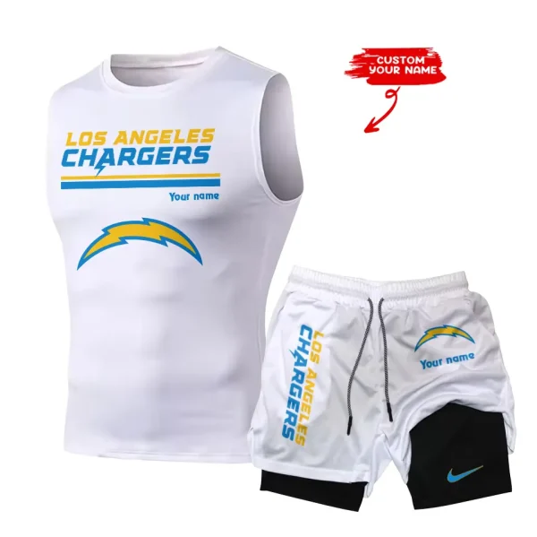 Los Angeles Chargers Tank Tops Vest Sleeveless and Outdoor Casual Training Sports Shorts 2-in-1 Double-Layer Shorts For Men SPTMODS018 - Image 6